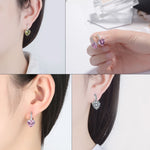Niedliche Herz Echt 925 Sterlingsilber Cubic Zirkonia Stein Ohrringe, Platin mit weißem Zirkonia, Platin mit lila Zirkonia, Platin mit meerblauem Zirkonia, Platin mit Champagner, Platin mit olivgrün, Gold mit gelbem Zirkonia