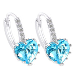 Niedliche Herz Echt 925 Sterlingsilber Cubic Zirkonia Stein Ohrringe, Platin mit weißem Zirkonia, Platin mit lila Zirkonia, Platin mit meerblauem Zirkonia, Platin mit Champagner, Platin mit olivgrün, Gold mit gelbem Zirkonia