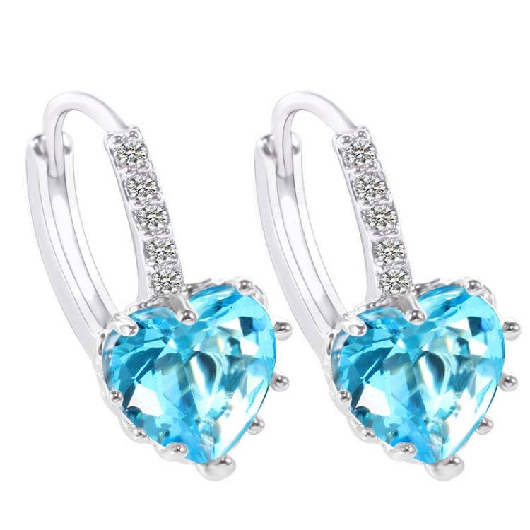 Niedliche Herz Echt 925 Sterlingsilber Cubic Zirkonia Stein Ohrringe, Platin mit weißem Zirkonia, Platin mit lila Zirkonia, Platin mit meerblauem Zirkonia, Platin mit Champagner, Platin mit olivgrün, Gold mit gelbem Zirkonia