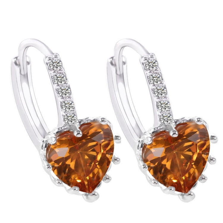 Niedliche Herz Echt 925 Sterlingsilber Cubic Zirkonia Stein Ohrringe, Platin mit weißem Zirkonia, Platin mit lila Zirkonia, Platin mit meerblauem Zirkonia, Platin mit Champagner, Platin mit olivgrün, Gold mit gelbem Zirkonia