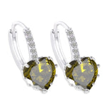 Niedliche Herz Echt 925 Sterlingsilber Cubic Zirkonia Stein Ohrringe, Platin mit weißem Zirkonia, Platin mit lila Zirkonia, Platin mit meerblauem Zirkonia, Platin mit Champagner, Platin mit olivgrün, Gold mit gelbem Zirkonia
