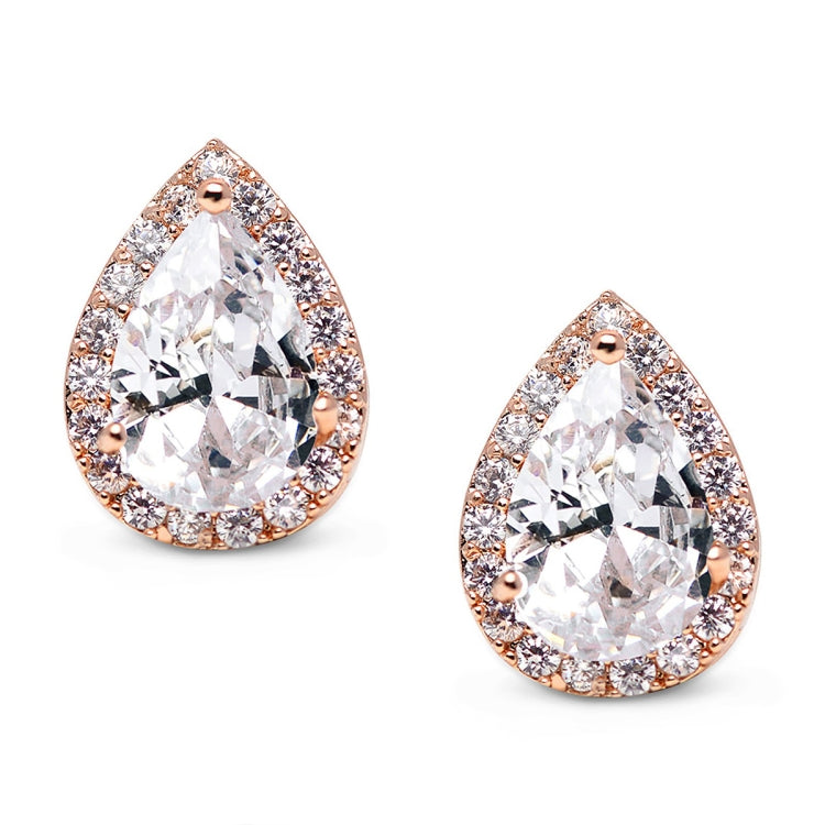 Herz Samen Tropfen Ohrringe Zirkon Mode Steckerohrringe, Roségold, Gold, Weiß