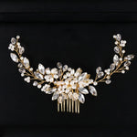 Goldene Perlenstirnbänder, Diademe, Strass-Haarkämme für die Braut, Kopfschmuck, goldene Perlen
