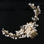Goldene Perlenstirnbänder, Diademe, Strass-Haarkämme für die Braut, Kopfschmuck, goldene Perlen