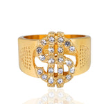 Rock Bling Gold US-Dollar Zeichen Siegelringe für Herren Schmuck, Gold