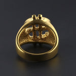 Rock Bling Gold US-Dollar Zeichen Siegelringe für Herren Schmuck, Gold