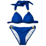 2 in 1 Sexy einfarbiges Badeanzug-Set Damen Strand Bikini Bademode, S, M, L, XL, XXL