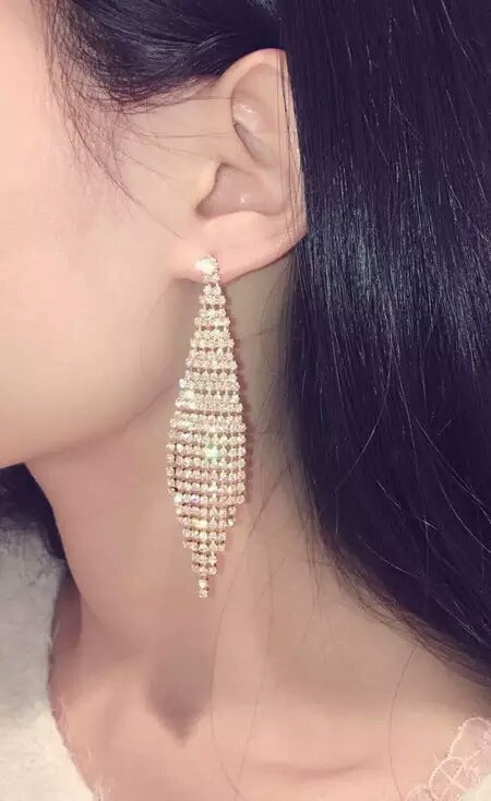 Super Blitz Diamant Zweifarbige Quasten Ohrringe für Damen, Gold Clip Ohrringe, Gold Stecker Ohrringe, Silber Clip Ohrringe, Silber Stecker Ohrringe