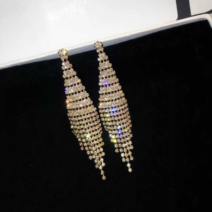 Super Blitz Diamant Zweifarbige Quasten Ohrringe für Damen, Gold Clip Ohrringe, Gold Stecker Ohrringe, Silber Clip Ohrringe, Silber Stecker Ohrringe