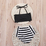 Niedlicher Baby-Mädchen-Bikini gestreift Dreieck mit Schleife Badeanzug Stolze Prinzessin Strandbekleidung, 70, 80, 90, 100, 110