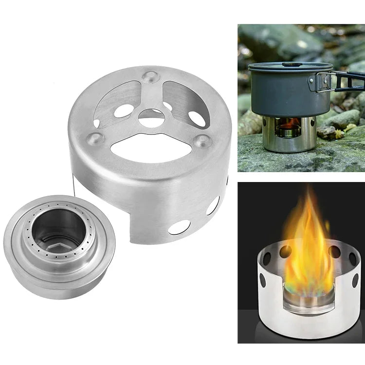 Outdoor Picknickkocher Edelstahl Tragbarer Mini-Spirituskocher mit Deckel