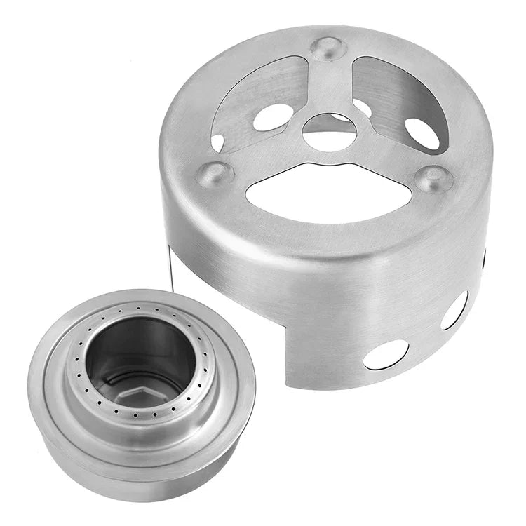 Outdoor Picknickkocher Edelstahl Tragbarer Mini-Spirituskocher mit Deckel