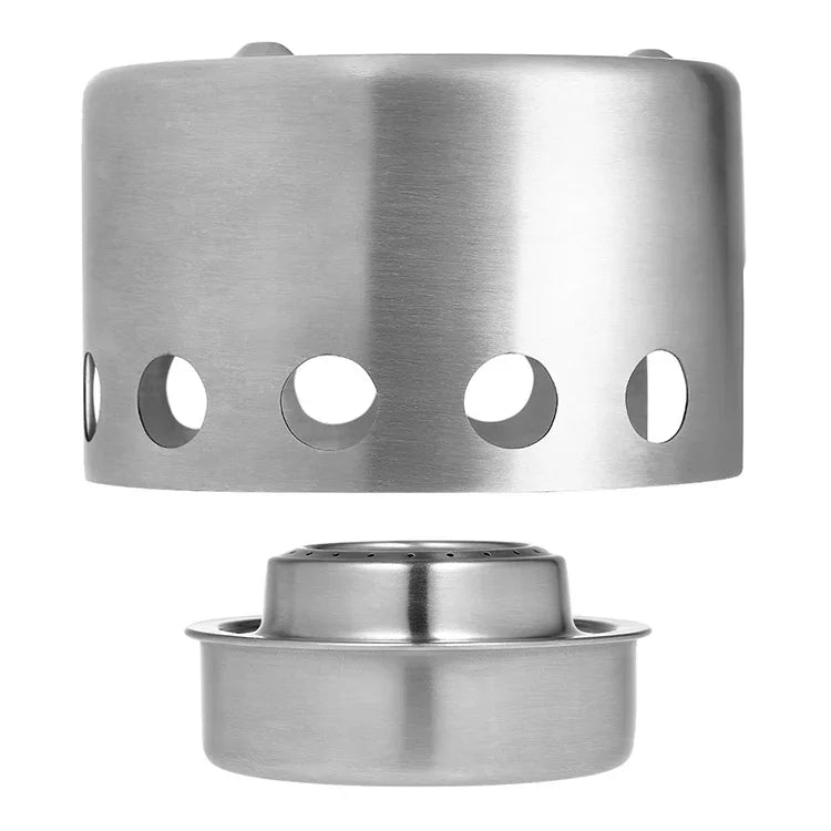 Outdoor Picknickkocher Edelstahl Tragbarer Mini-Spirituskocher mit Deckel