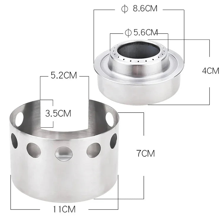 Outdoor Picknickkocher Edelstahl Tragbarer Mini-Spirituskocher mit Deckel