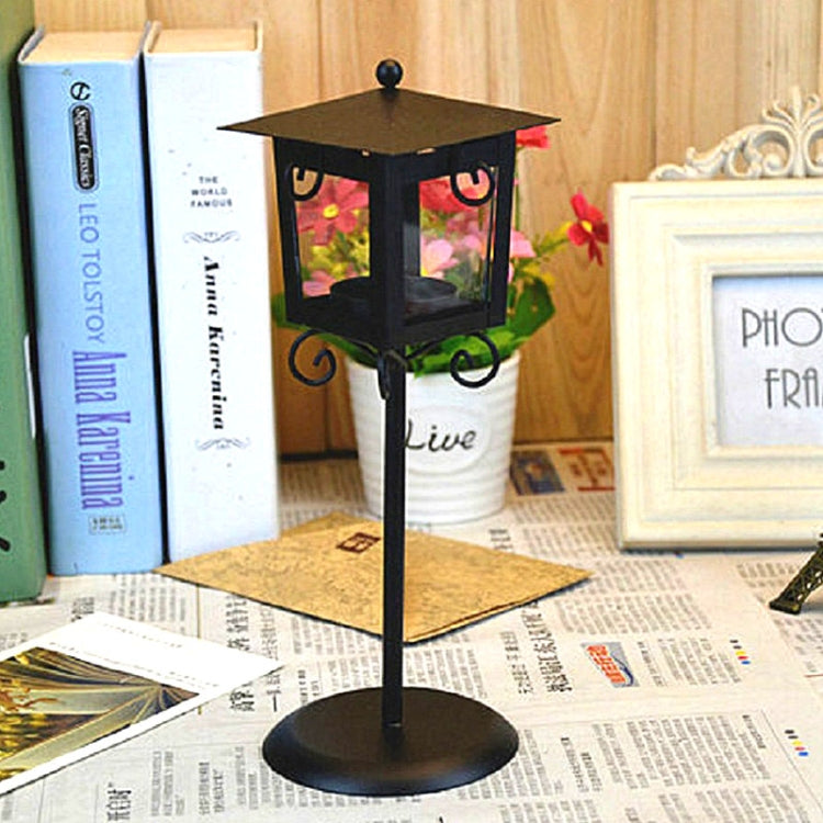Glas Retro Schmiedeeisen Straßenlaterne Kerzenständer Haus Hochzeitsdekoration, Schwarz, Weiß