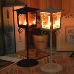 Glas Retro Schmiedeeisen Straßenlaterne Kerzenständer Haus Hochzeitsdekoration, Schwarz, Weiß