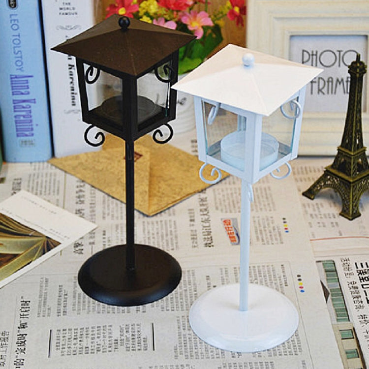 Glas Retro Schmiedeeisen Straßenlaterne Kerzenständer Haus Hochzeitsdekoration, Schwarz, Weiß