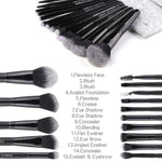 Zoreya Make-up-Pinselset mit weichen, synthetischen Borsten, Augen-Make-up-Werkzeuge, tierversuchsfrei, schwarz, Verblendpinsel für Lidschatten, Foundation-Pinsel