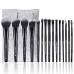 Zoreya Make-up-Pinselset mit weichen, synthetischen Borsten, Augen-Make-up-Werkzeuge, tierversuchsfrei, schwarz, Verblendpinsel für Lidschatten, Foundation-Pinsel