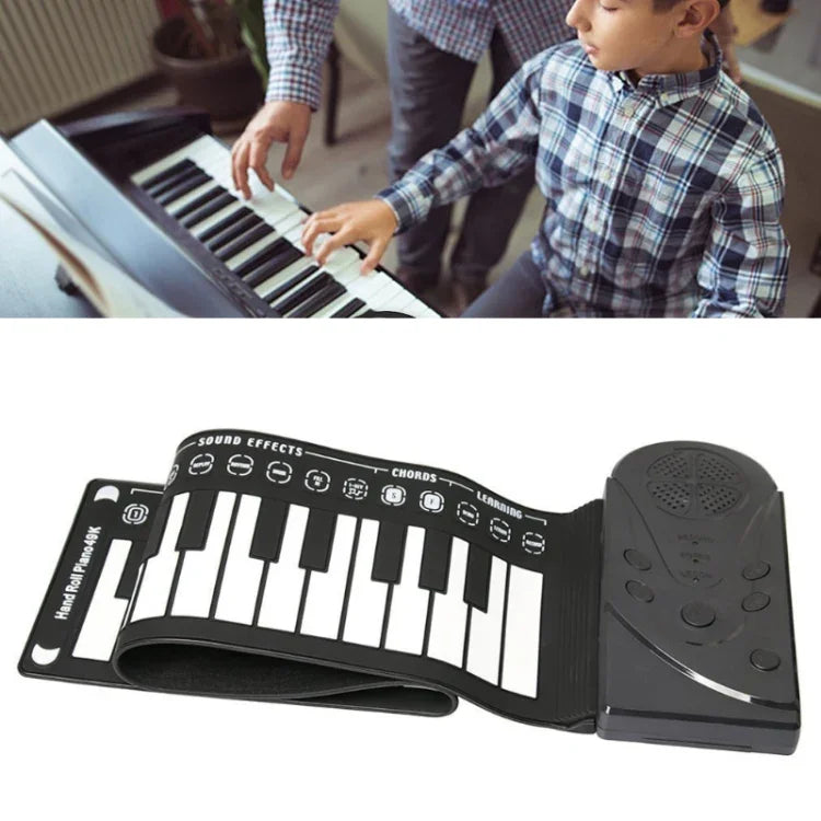 Tragbares, handgerolltes Klavier mit 49 Tasten und Trichter für Kinder und Anfänger zum Üben des elektronischen Klavierspiels, handgerolltes Klavier mit 49 Tasten