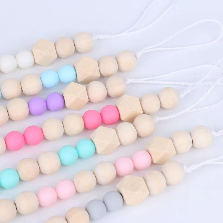 Baby Schnuller Clip Kette Holzhalter Beruhigungssauger Schnuller Clips Leine Gurt Schnullerhalter für Säuglingsernährung