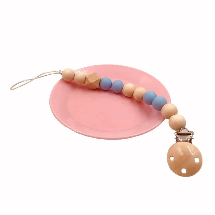 Baby Schnuller Clip Kette Holzhalter Beruhigungssauger Schnuller Clips Leine Gurt Schnullerhalter für Säuglingsernährung