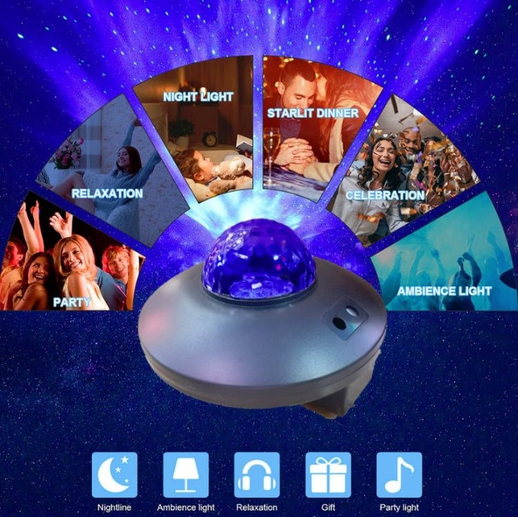 LED Wasserwellen Laser Sternenhimmel Projektor Licht USB Fernbedienung Bluetooth Sprachsteuerung Laserlicht Rotierende magische Ball Lampe