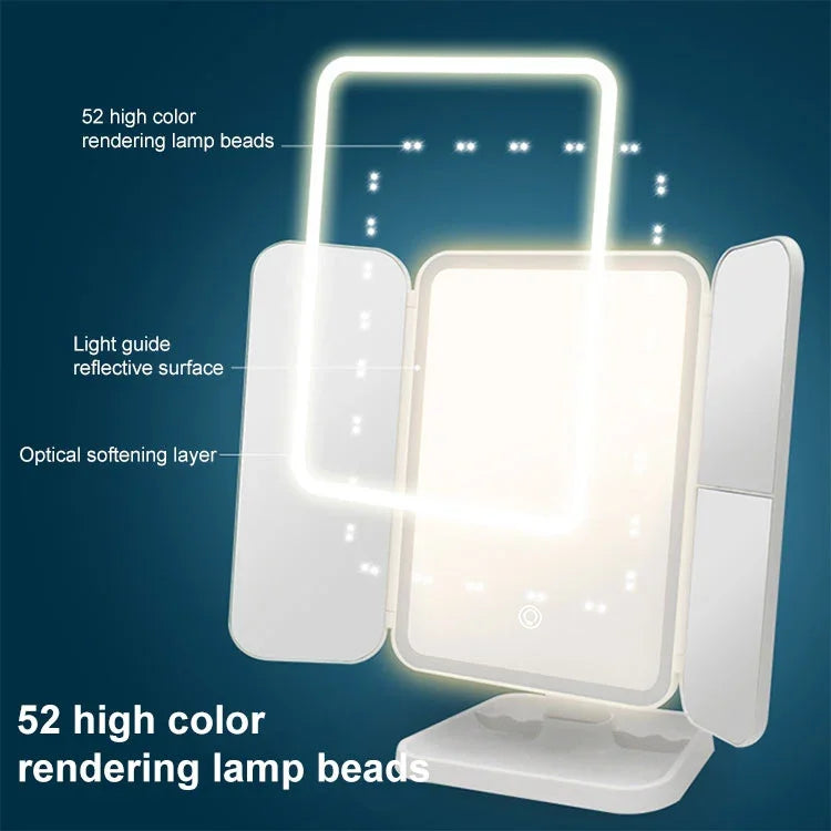 Einfacher und stilvoller dreiteiliger quadratischer LED-Schminkspiegel, mit einfarbiger Lampe zum Einstecken, einfarbiger Lampe mit Ladefunktion und dreifarbiger Beleuchtung mit Ladefunktion