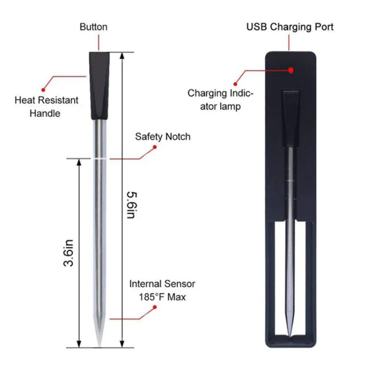 BBQ Küchen Drahtlos Bluetooth Smart Bratenthermometer, Lebensmitteltemperaturbereich: 0-100 Grad