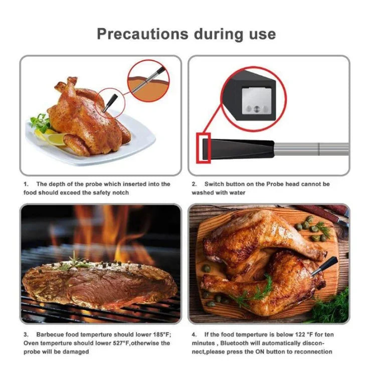 BBQ Küchen Drahtlos Bluetooth Smart Bratenthermometer, Lebensmitteltemperaturbereich: 0-100 Grad