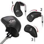 12-in-1 PU-Leder Golfclub-Kappen-Set, schwarze Litschi-Struktur