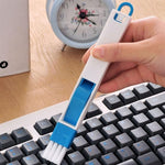 2 STK. Mini-Reinigungsbürste mit abnehmbarer Kehrschaufel für Fensterfugen, Tastaturecken und Ritzen, 2 STK. Blau