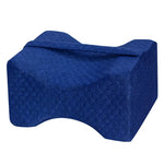 Orthopedic Memory Foam Knee Wedge Pillow for Sleeping Sciatica Back Hip Joint Pain Relief Contour Thigh Leg Pad Support Cushion, White, White+bandage, Navy blue grid+bandage