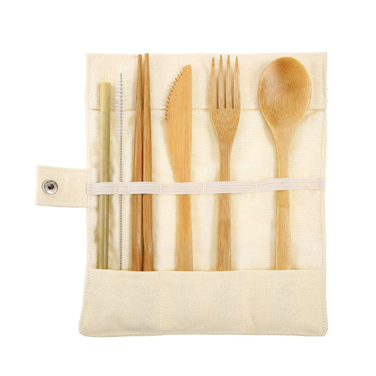 Reise Kreative Bambus Strohhalm Geschirr Messer Gabel Löffel Essstäbchen Set mit Stofftasche