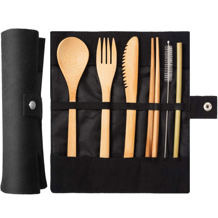 Reise Kreative Bambus Strohhalm Geschirr Messer Gabel Löffel Essstäbchen Set mit Stofftasche