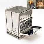 Tragbarer klappbarer Edelstahl-Holzkohlegrill Outdoor-Camping-Holzofen, 21x21x27cm