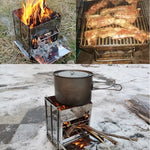 Tragbarer klappbarer Edelstahl-Holzkohlegrill Outdoor-Camping-Holzofen, 21x21x27cm