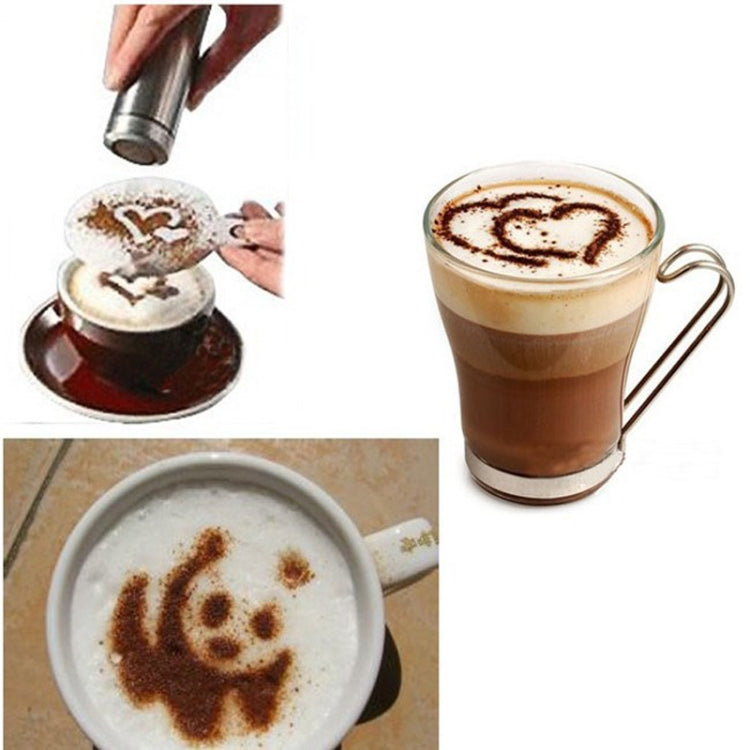 32 Stück Kaffeeschablonen Filter Kaffeekocher Cappuccino-Schablonen Blumenmuster Spray-Pad Backwerkzeuge, 32 Stück