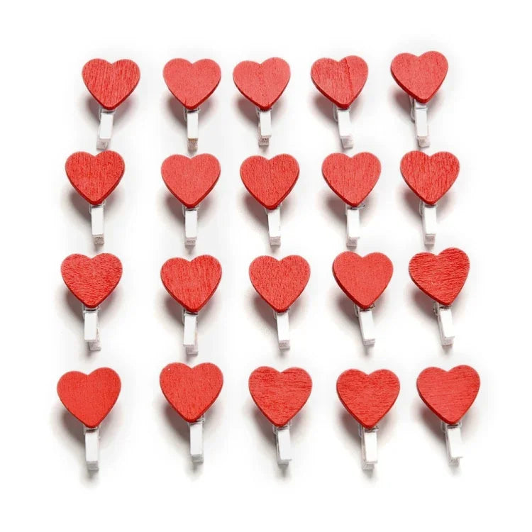 50 Stück Mini Rot Herz Liebe Holz Foto Papier Peg Pin Wäscheklammer Handwerk Postkartenklammern, Postkartenklammern