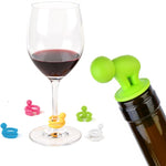7 Stück Cartoon Silikon Versiegelter Spiralkorken für Rotwein + Becherfüße Set, Zufällige Farblieferung, 7 Stück Cartoon-Form