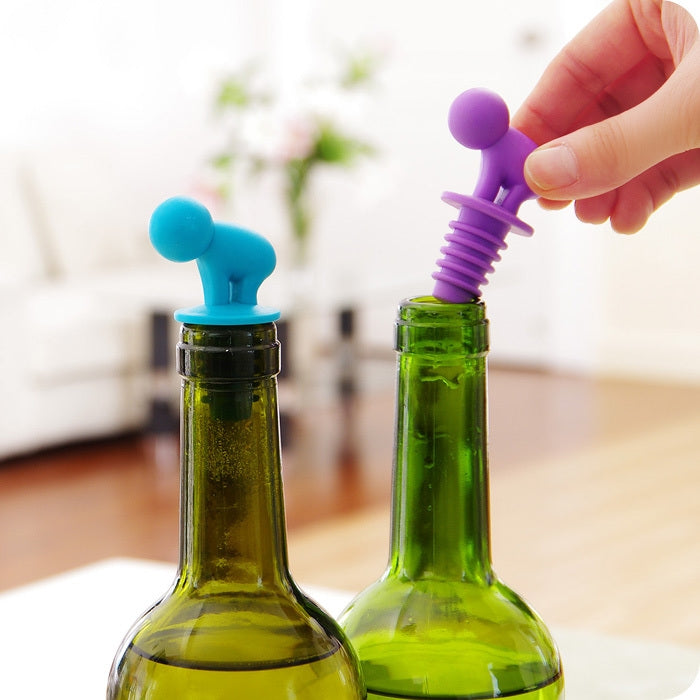 7 Stück Cartoon Silikon Versiegelter Spiralkorken für Rotwein + Becherfüße Set, Zufällige Farblieferung, 7 Stück Cartoon-Form