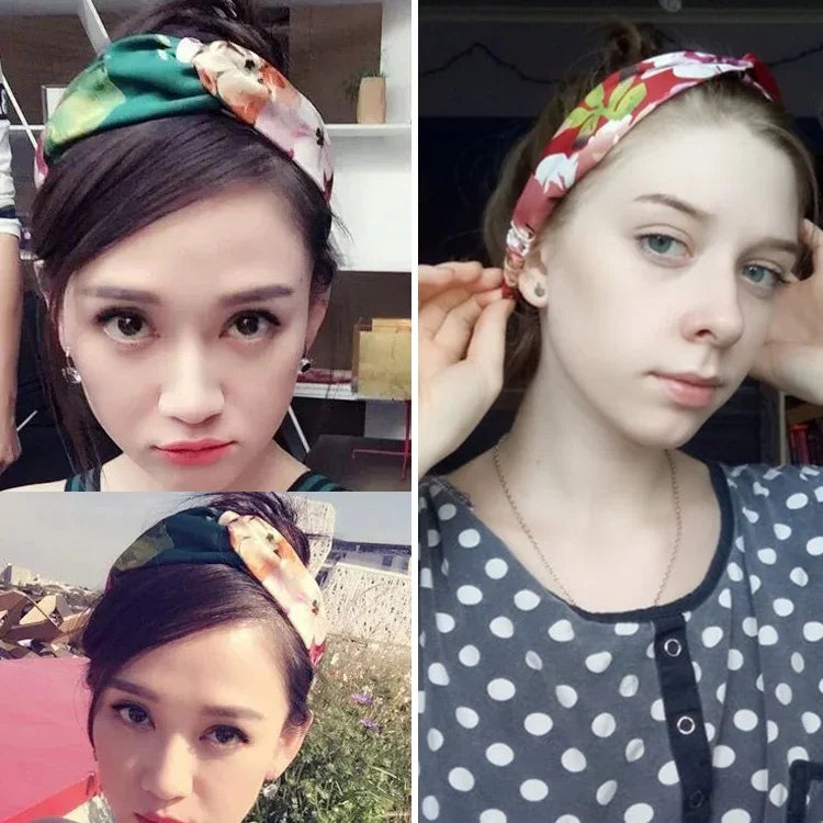 5 Stück klassische Haarbänder mit Retro-Blumenmuster für Damen