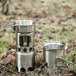 Outdoor Edelstahl Winddichter Ofen Tragbarer Camping Bratofen Set, Holzofen, Ofenset+Holzofen