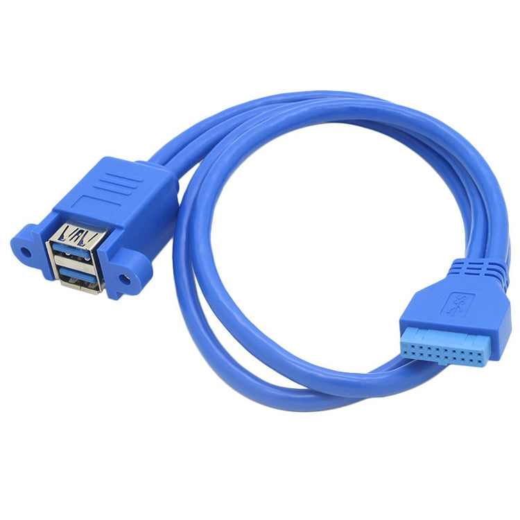 Motherboard 20-poliges drehbares Doppel USB3.0 Verlängerungskabel mit Ohrenschutzkabel, Blau