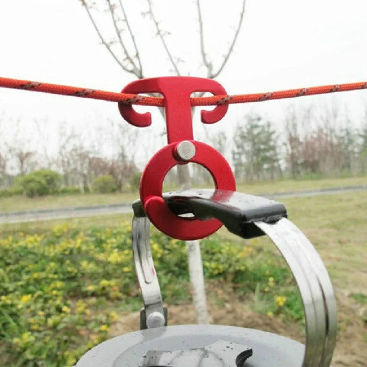 Multifunktionaler Outdoor-Haken, T-förmiger Karabinerhaken aus Aluminiumlegierung mit Selbstverriegelung, Sicherheits-Camping-Wanderhaken, T-förmige Selbstverriegelung
