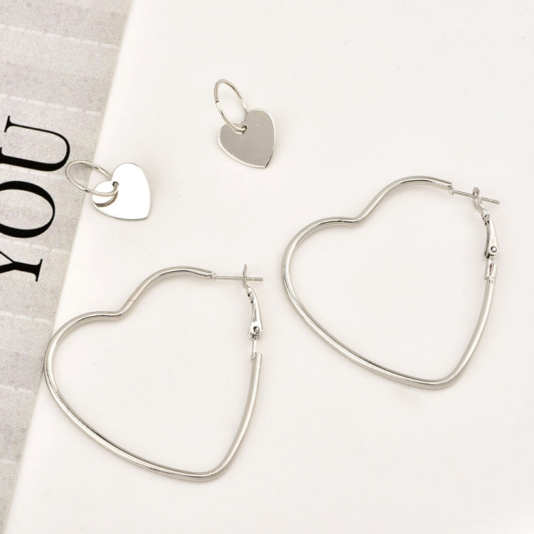 Damen Mode Einfache Metall Liebe Herz Creolen Ohrring-Set