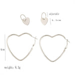 Damen Mode Einfache Metall Liebe Herz Creolen Ohrring-Set