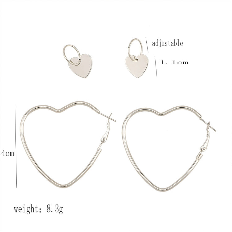 Damen Mode Einfache Metall Liebe Herz Creolen Ohrring-Set