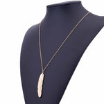 Vintage Lange Halskette Schmuck Einfacher Federanhänger Halsketten, Gold, Silber