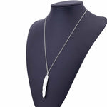 Vintage Lange Halskette Schmuck Einfacher Federanhänger Halsketten, Gold, Silber